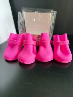 Good2Go Pink Silicone Dog Boots Size L Waterproof Paw Shoes Set 4